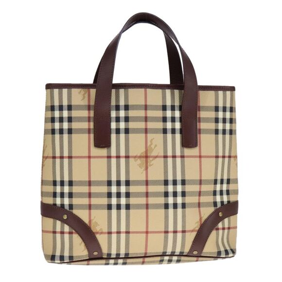 Burberry Haymarket Beige Canvas Tote Bag (Pre-Owned) - Picture 1 of 16
